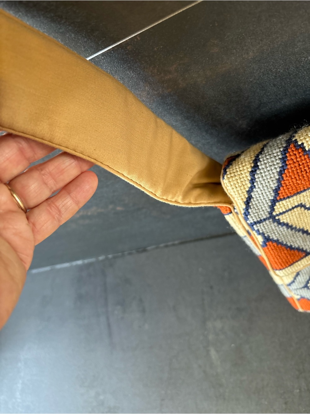 Tapestry Shoulder Bag, Classy, Rare, Handmade, Geometric, Autumn, One Of A Kind - Picture 8 of 15